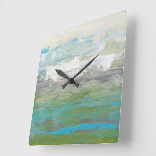 美しい景色を見落とす白い雲 スクエア壁時計 (傾斜)