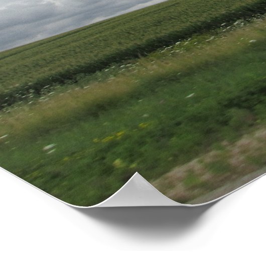 美しい景色、雲と牧草地のポスター ポスター (角)