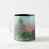 美しい景観アートツリーピンクの空 ツートーンマグカップ (正面左)