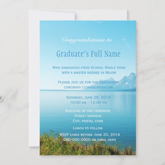 美しい景観写真撮影の卒業 招待状 (正面)