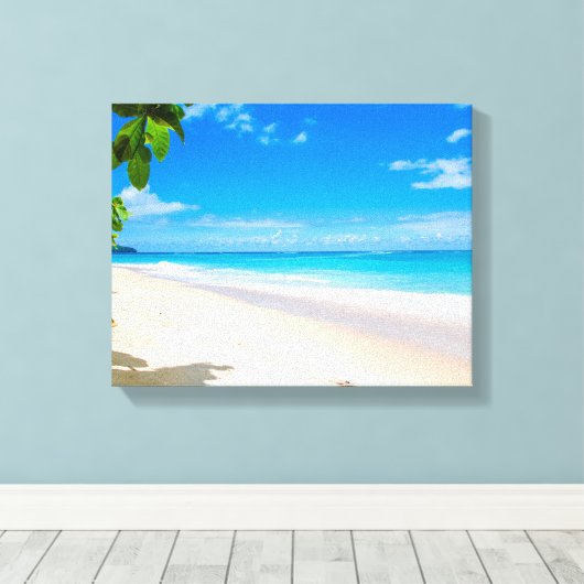 美しい晴れた熱帯のビーチの写真 キャンバスプリント (インサイチュ (ウッドフロア))