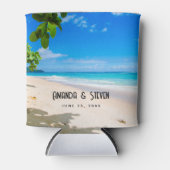 美しい晴れた熱帯のビーチ結婚式の写真 缶クーラー (正面)