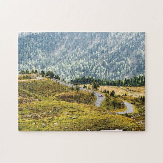美しい曲線の道、オーストリアの風景 ジグソーパズル (横)