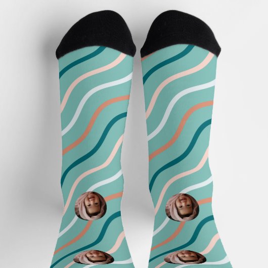 美しい曲線ヘリンボーングリーン ソックス (上部)