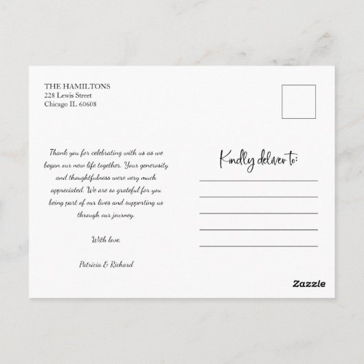 美しい書結婚道の感謝の写真 ポストカード (裏面)