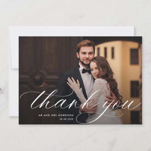 美しい書結婚道感謝していの写真カード サンキューカード (正面)