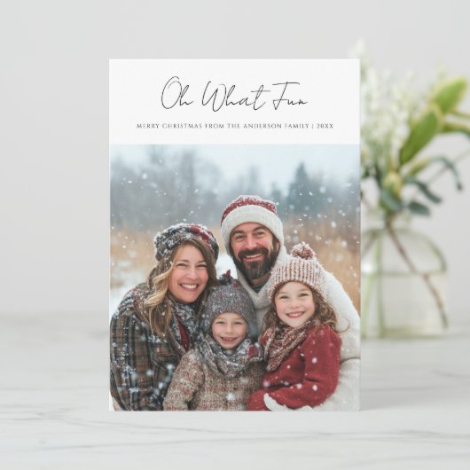 美しい書道ああ何おもしろいクリスマスフォト シーズンカード (スタンド正面)