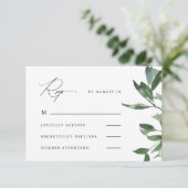 美しい書道と緑の結婚式の出欠 出欠カード (スタンド正面)