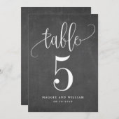 美しい書道テーブル番号カードチョーク 招待状 (正面/裏面)