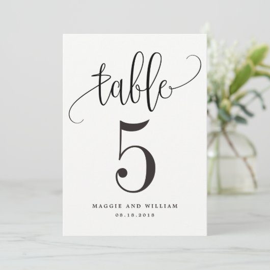 美しい書道テーブル番号カード 招待状 (スタンド正面)