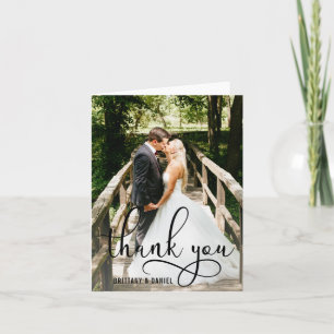 美しい書道台本の写真結婚のノート サンキューカード