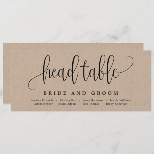 美しい書道座席表カード メニュー (正面/裏面)