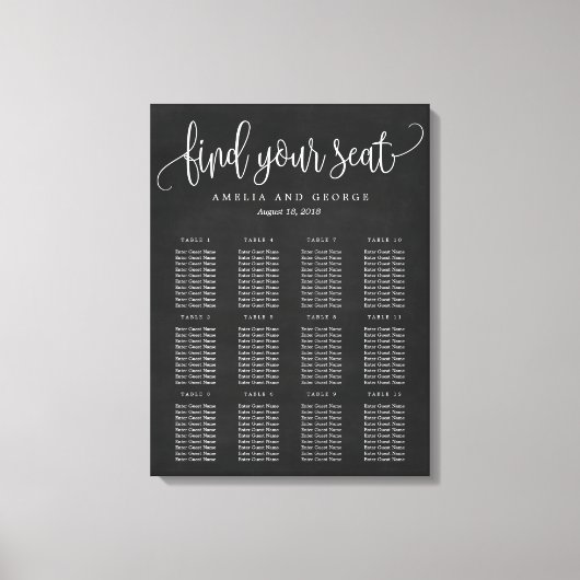 美しい書道座席表キャンバスプリント キャンバスプリント (正面)