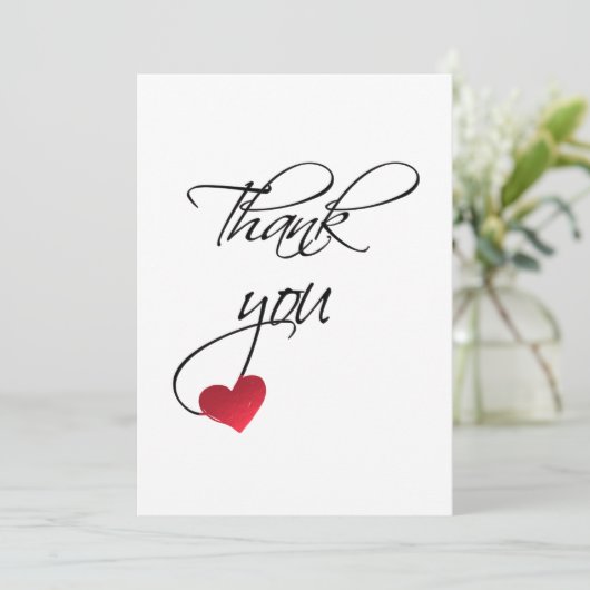 美しい書道赤いハート結婚の感謝 サンキューカード (スタンド正面)