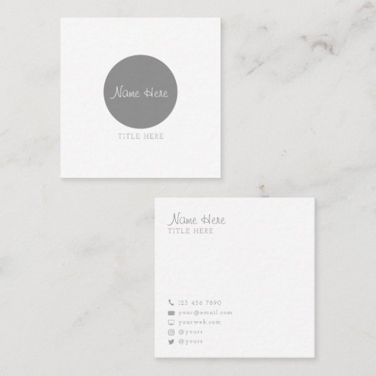 美しい最小主義の円の正方形の名刺 スクエア名刺 (正面/裏面)
