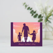 美しい月の夜ピンクの紫の父の日 シーズンポストカード (スタンド正面)