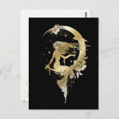 美しい月の星女性アートデコイラストレーション ポストカード (正面/裏面)