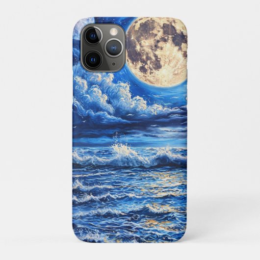 美しい月宇宙デザイン、青い銀河の月 Case-Mate iPhoneケース (裏)