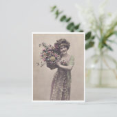 美しい服を着たレトロの若い女性 ポストカード (スタンド正面)