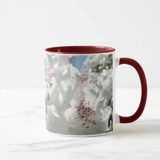 美しい朝のシャクナゲのコーヒーカップ 白 マグカップ (右)
