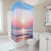 美しい朝の日の出、青い海、ピンクの空、それ シャワーカーテン (インサイチュ)