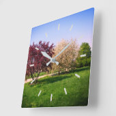 美しい木々の風景 スクエア壁時計 (傾斜)