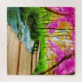 美しい木のボード歩くプリトヴィツェ湖,クロアチア ジグソーパズル (横)