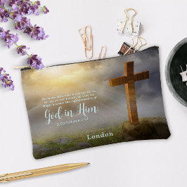 美しい木造クロス聖書の聖句パーソナライズされた アクセサリーポーチ