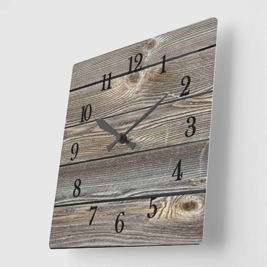 美しい本物の外観の木材の水平プリント スクエア壁時計 (傾斜)