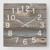 美しい本物の見素朴た納屋の木 スクエア壁時計 (正面)