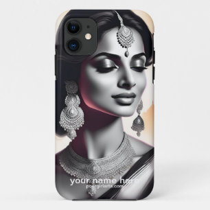 美しい東インディアン女性デジタルポートレート iPhone 11 ケース
