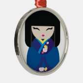 美しい東洋の中国ので日本のな人形 メタルオーナメント (右)