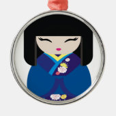 美しい東洋の中国ので日本のな人形 メタルオーナメント (正面)