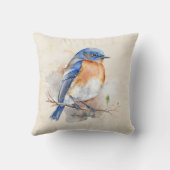 美しい東部ブルーバードウォーター色 クッション (裏面)