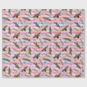 美しい松の小枝ピンクのクリスマス ラッピングペーパー (フラット)