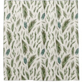 美しい松の木の枝模様 シャワーカーテン (正面)