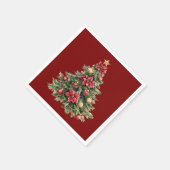 美しい松の木 赤いクリスマス スタンダードカクテルナプキン (角)
