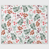 美しい果実と枝水色 ラッピングペーパー (フラット)