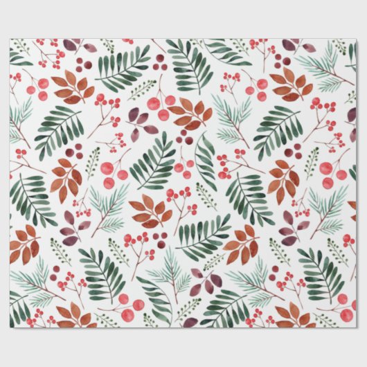 美しい果実と枝水色 ラッピングペーパー (フラット)