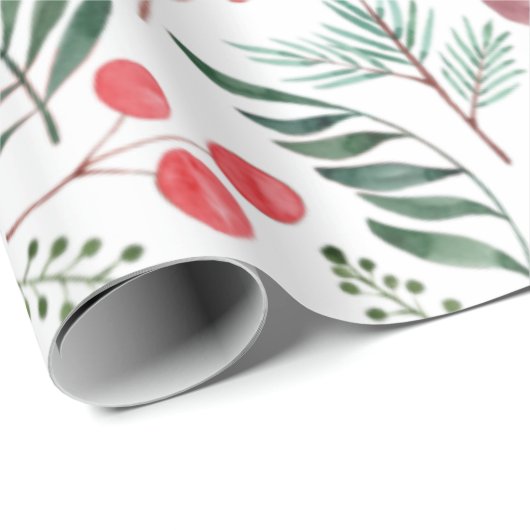 美しい果実と枝水色 ラッピングペーパー (ロールコーナー)