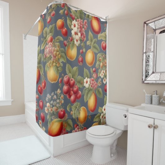 美しい果物と花。ヴィンテージフランスのスタイル シャワーカーテン (インサイチュ)