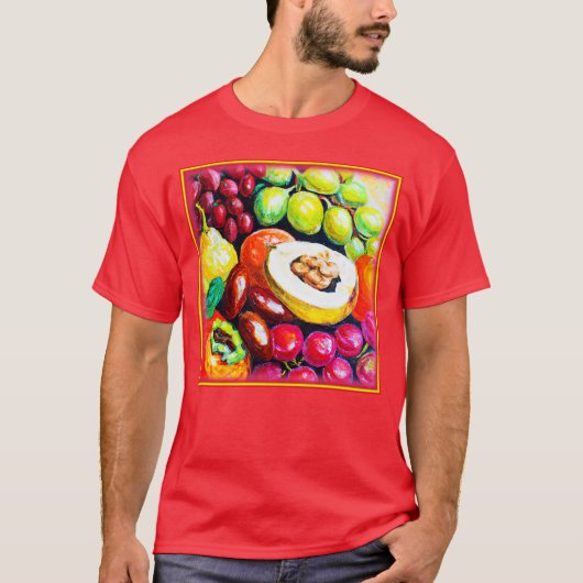 美しい果物のミックスの葡萄絵画。今すぐ購入 Tシャツ (正面)