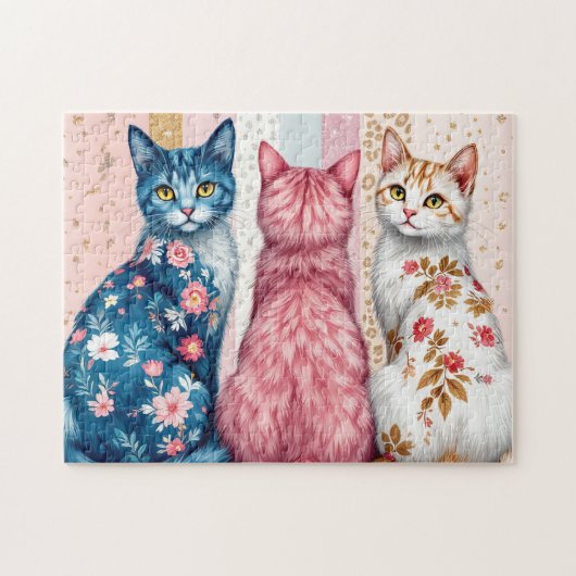 美しい柄の猫たち ジグソーパズル (横)