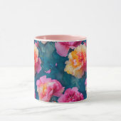 美しい柔らかいピンクの花模様 マグカップ (中央)