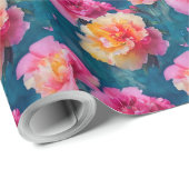 美しい柔らかいピンクの花模様 ラッピングペーパー (ロールコーナー)