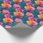 美しい柔らかいピンクの花模様 ラッピングペーパー (角)