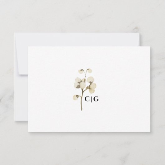 美しい柔らかいフローラの植物結婚の葉 出欠カード (裏面)