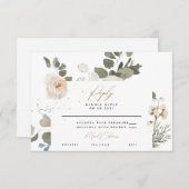 美しい柔らかいフローラの植物結婚の葉 出欠カード (正面/裏面)