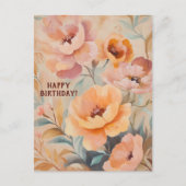 美しい柔らかいワイルドフラワーズハッピーバースデー ポストカード (正面)