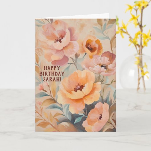 美しい柔らかい野草花カスタム誕生日 カード (黄色い花)